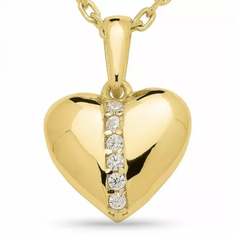 hjerte halskjede i forgylt sølv med anheng i 9 karat gull