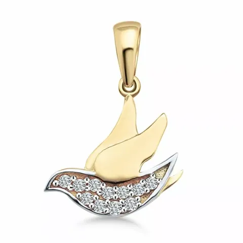 Elegant fugl anheng i 9 karat gull