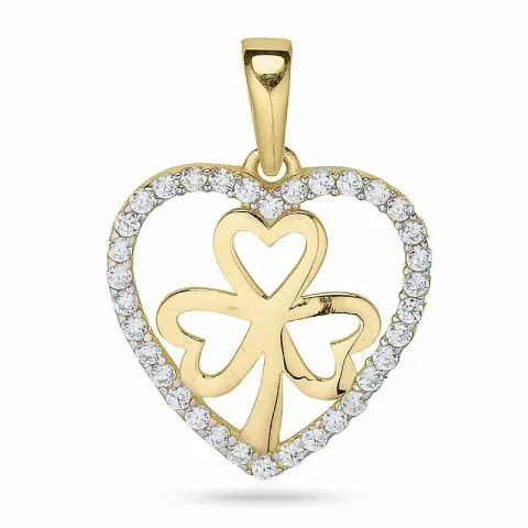 Trekløver anheng i 9 karat gull