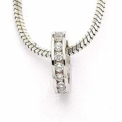 Rundt anheng i 9 karat hvitt gull