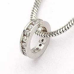 Rundt anheng i 9 karat hvitt gull