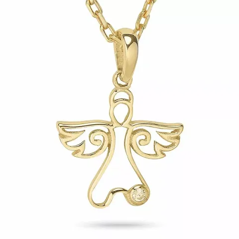 Engel halskjede i forgylt sølv med anheng i 9 karat gull