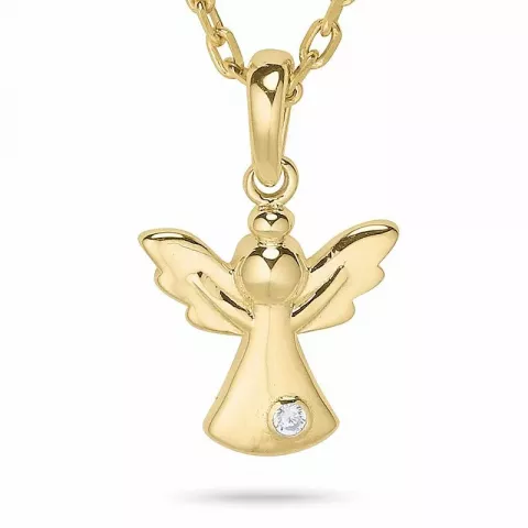Engel halskjede i forgylt sølv med anheng i 9 karat gull