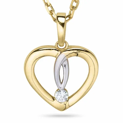 kolleksjonsprøve hjerte halskjede i forgylt sølv med hjerteanheng i 9 karat gull