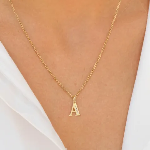 bokstav a zirkon anheng i 9 karat gull