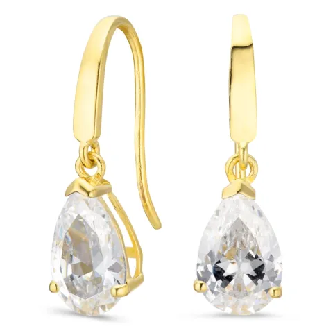 dråpeformede øredobber i 9 karat gull med zirkon - Gold Collection