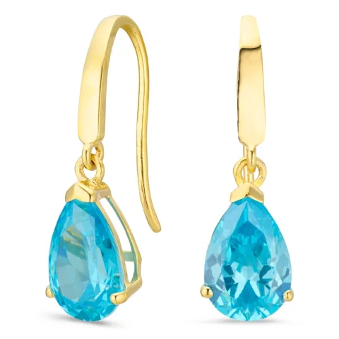 dråpeformede øredobber i 9 karat gull med topas og zirkon - Gold Collection