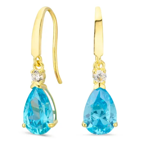 dråpeformede øredobber i 9 karat gull med topas og zirkon - Gold Collection