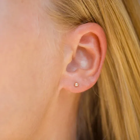 3 mm kule gulløredobb i 9 karat gull