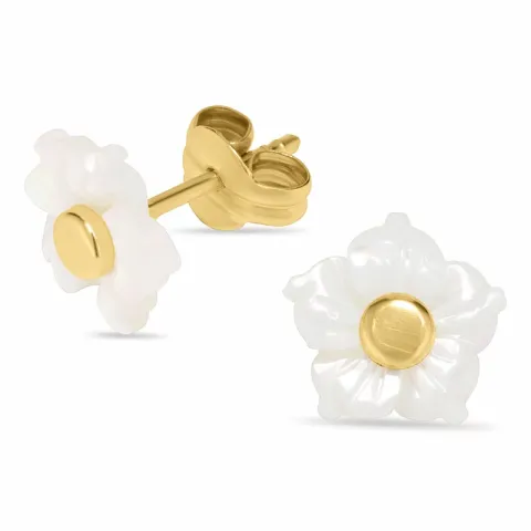 blomst øredobber i 9 karat gull med