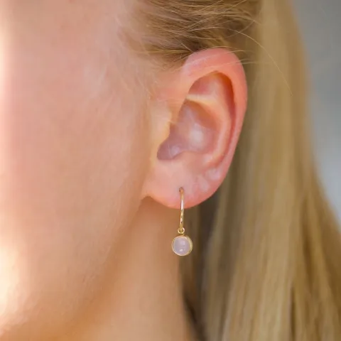 12,5 mm creol i 9 karat gull med syntetisk kvarts