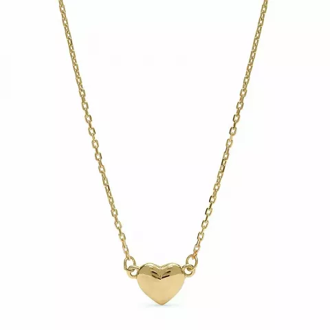 Simpel hjerte anheng med halskjede i 9 karat gull