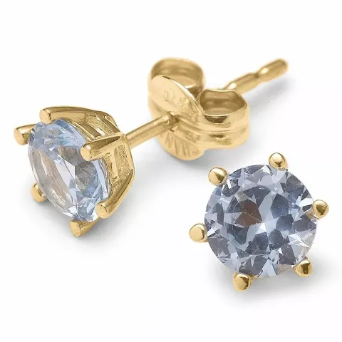 runde ørestikker i 9 karat gull med 