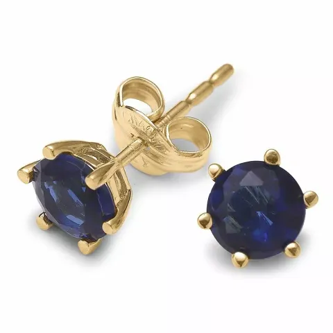 Enkle runde ørestikker i 9 karat gull med zirkoner