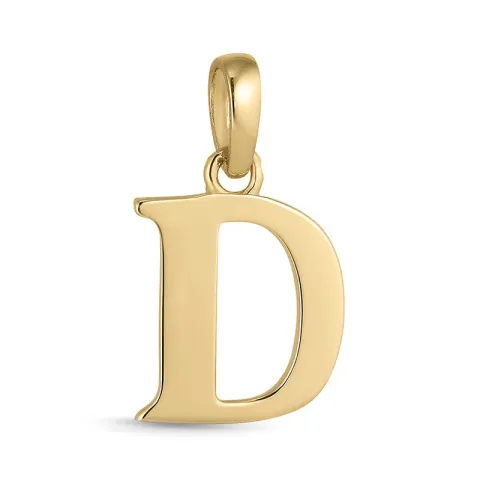 bokstav d anheng i 9 karat gull