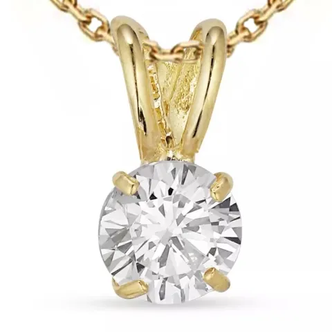 zirkon halskjede i forgylt sølv med anheng i 9 karat gull - Gold Collection