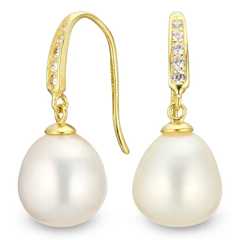 perle øredobber i 14 karat gull med zirkon - Gold Collection