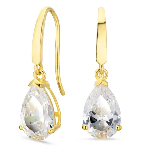 dråpeformede øredobber i 14 karat gull med zirkon - Gold Collection