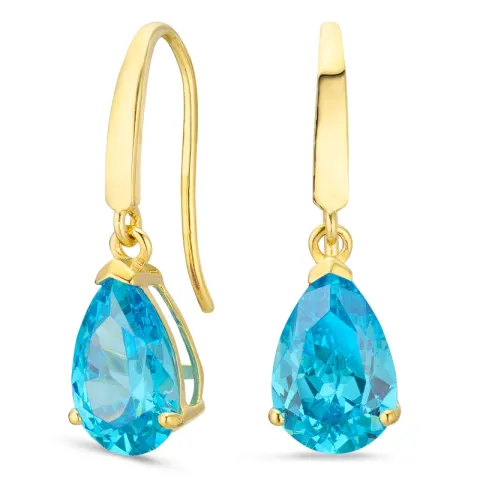 dråpeformede øredobber i 14 karat gull med topas og zirkon - Gold Collection