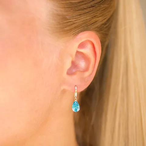 dråpeformede øredobber i 14 karat gull med topas og zirkon - Gold Collection