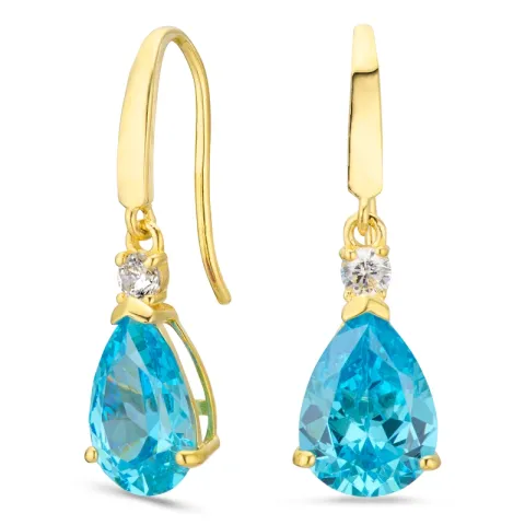dråpeformede øredobber i 14 karat gull med topas og zirkon - Gold Collection