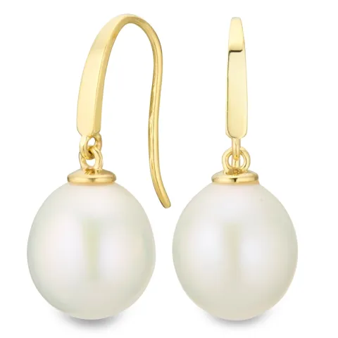 9-9,5 mm perle øredobber i 14 karat gull - Gold Collection