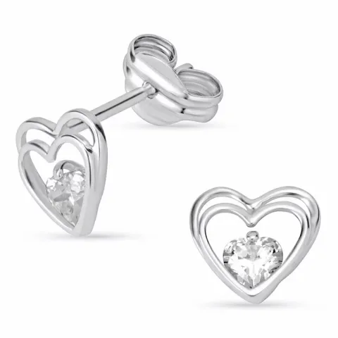hjerte øredobber i 14 karat hvitt gull med 