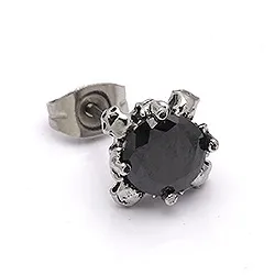 Lille Hard Steel svart øredobb i stål svart zirkon