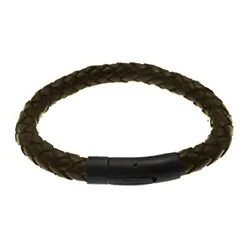 Herre armbånd i mørkbrun lær med stållås  x 9,3 mm