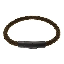 Armbånd i mørkbrun lær med stållås x 6,2 mm