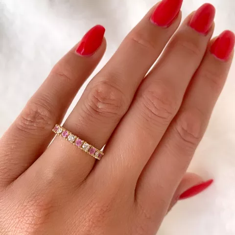 rosa safir diamantring i 14 karat gull 0,246 ct 0,45 ct