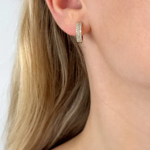 14 mm diamant creol i 14 karat gull med diamant