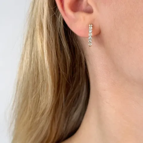 16 mm diamant creol i 14 karat gull med diamant