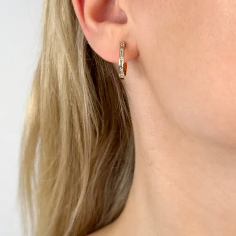 17 mm diamant creol i 14 karat gull med diamant og diamant og diamant