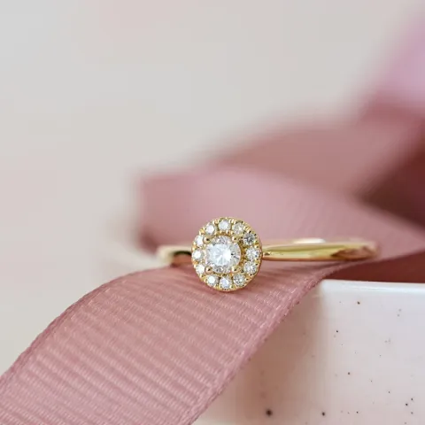 diamant ring i 14 karat gull 0,234 ct