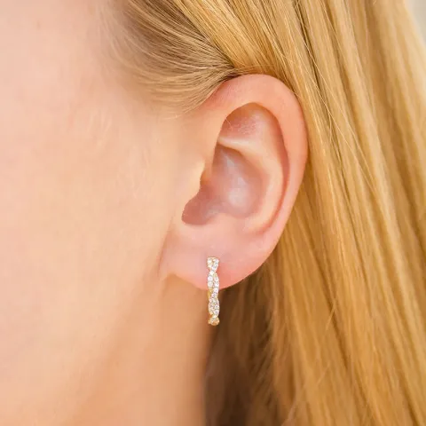 15 mm diamant creol i 14 karat gull med diamant