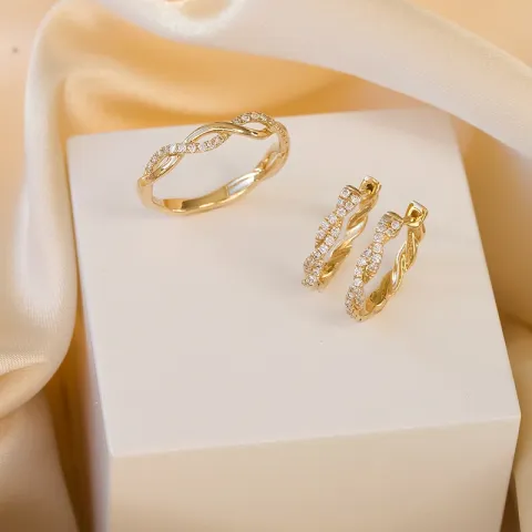 15 mm diamant creol i 14 karat gull med diamant