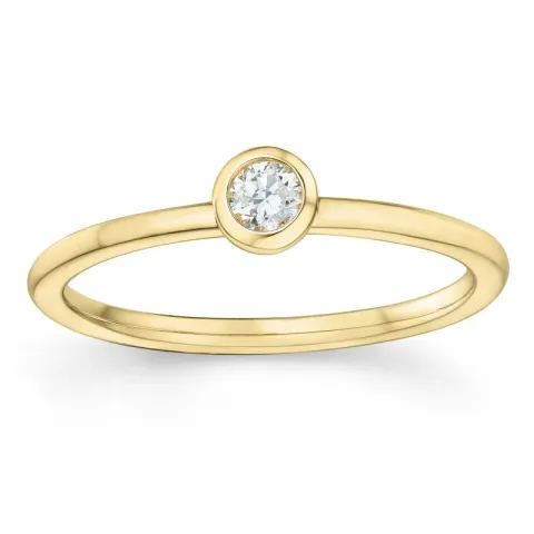 rund diamant solitairering i 14 karat gull 0,10 ct