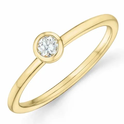 rund diamant solitairering i 14 karat gull 0,10 ct