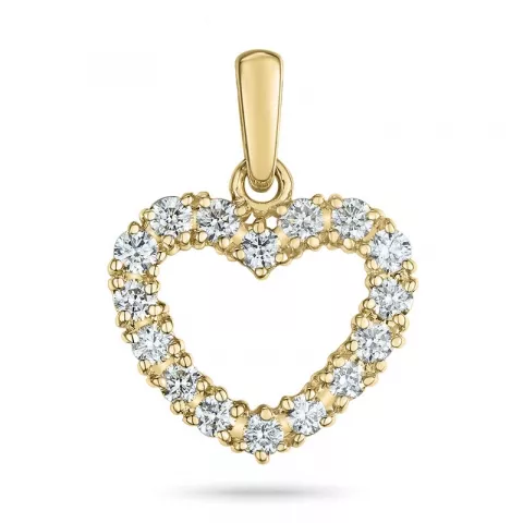 hjerte diamant anheng i 14 karat gull 0,516 ct