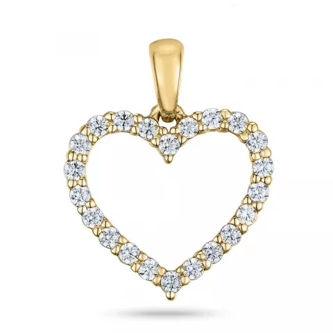 hjerte diamant anheng i 14 karat gull 0,25 ct