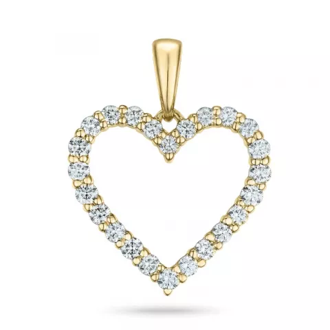 hjerte diamant anheng i 14 karat gull 0,501 ct