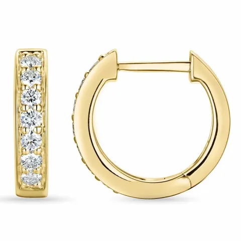 15 mm briljant creol i 14 karat gull med diamant
