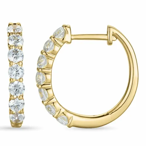 16 mm diamant creol i 14 karat gull med diamant