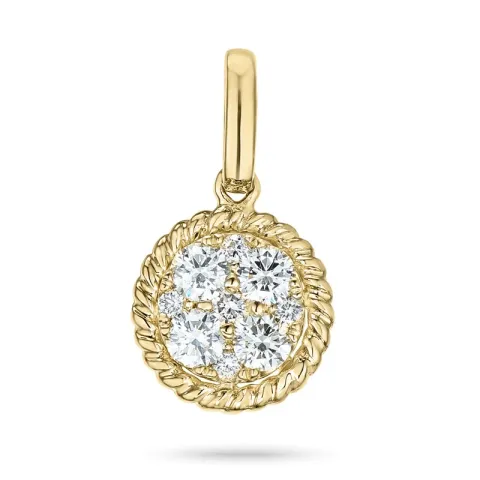 rundt diamant anheng i 14 karat gull 0,33 ct