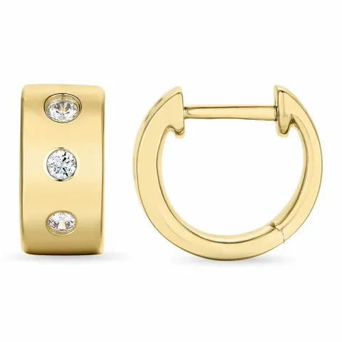 12 mm diamant creol i 14 karat gull med diamant