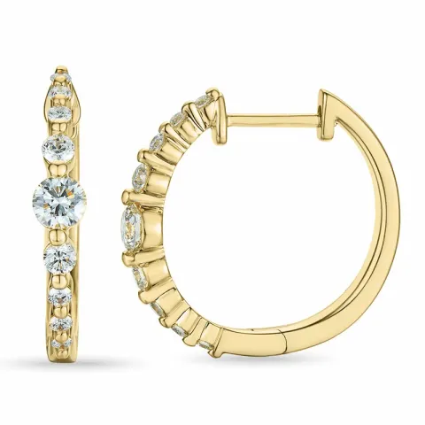 17 mm briljant creol i 14 karat gull med diamant