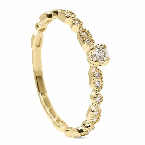 fingerring diamant ring i 14 karat gull 0,16 ct