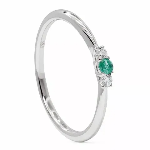 Smaragd hvittgullsring i 14 karat hvitt gull 0,05 ct 