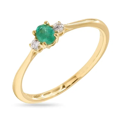 Smaragd gull ring i 14 karat gull 0,05 ct